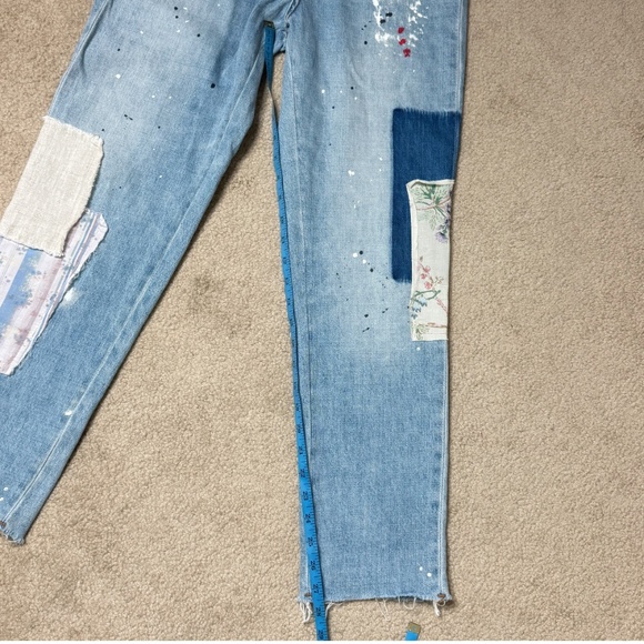 Urban Outfitters BDG Patchwork Jeans High Rise Slim Straight Denim Floral Patch - Picture 11 of 13